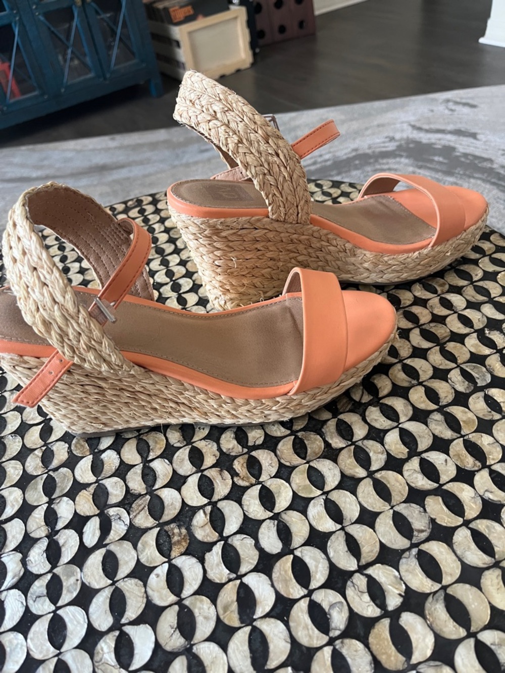 Dolce Vita Coral Orange Wedge Sandals - Picture 4 of 4
